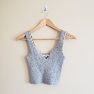 UO L.A. Hearts Gray Waffle Knit Crop Top
